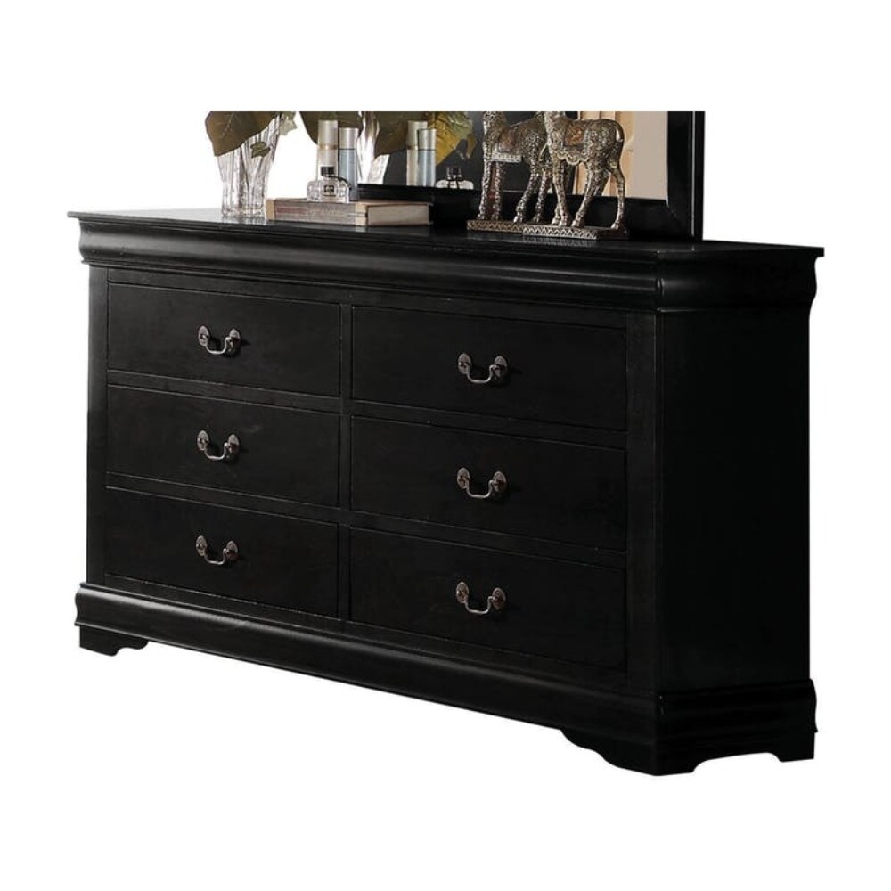 Shop Traditional Style Wooden Dresser With Six Drawers Black