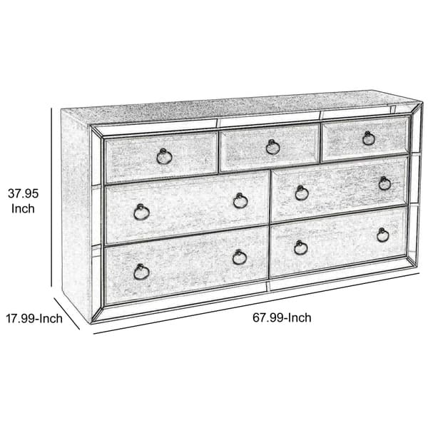 Shop 7 Drawer Wooden Dresser With Mirrored Accents Antique White