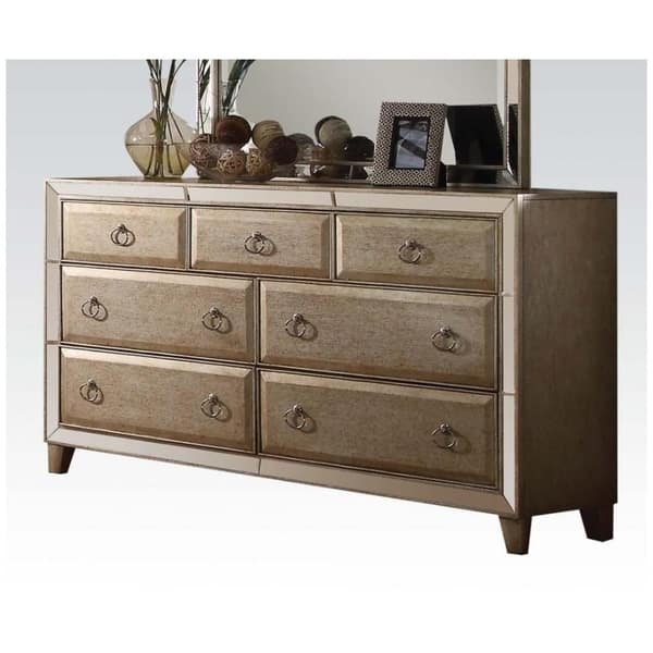 Shop 7 Drawer Wooden Dresser With Mirrored Accents Antique White