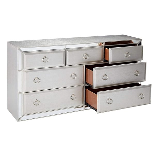 Shop 7 Drawer Wooden Dresser With Mirrored Accents Antique White