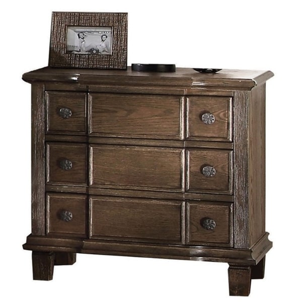 Shop Three Drawer Nightstand With Round Knobs Side Metal ...