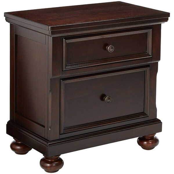 Shop Traditional Style Wood and Metal Nightstand with 2 Drawers, Brown