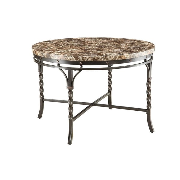 Shop Round Metal Frame Dining Table with Faux Marble Top ...