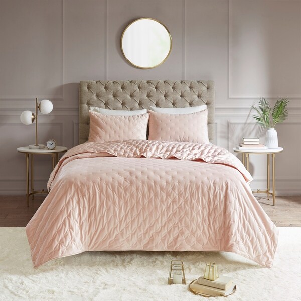 Deluxe Silky Ivory Quilted Reversible Charmeuse 3 pc Cal King Queen Coverlet Set