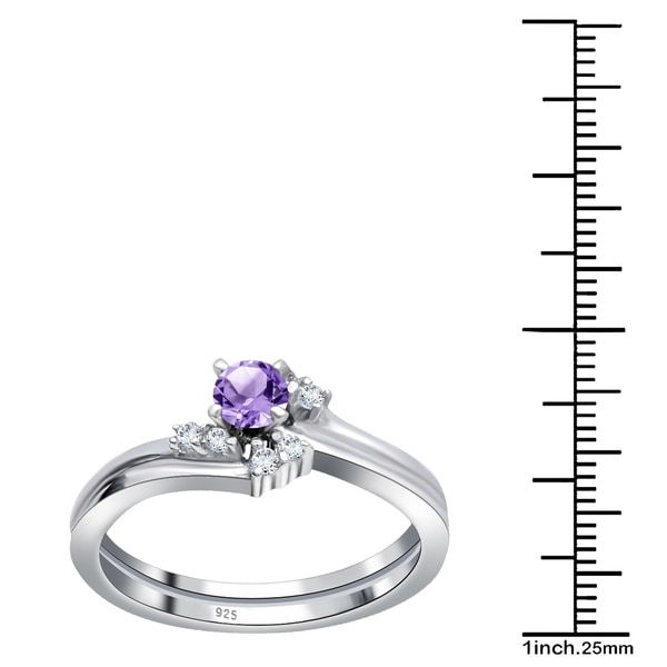 Natural African Amethyst /& White Topaz 925 Sterling Silver Engagement Ring