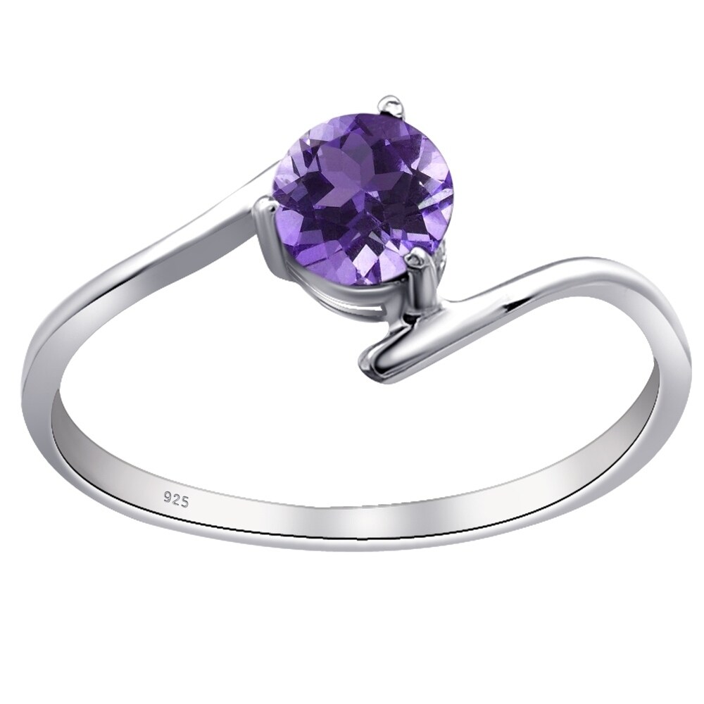 Genuine Purple Amethyst Sterling SILVER Ring 925 Solitaire Gem Size 5½ L to 10 U Genuine Purple Amethyst Sterling SILVER Ring 925 Solitaire Gem Size 5½ L to 10 U