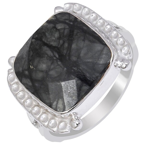Natural Picasso Jasper Ring Solid 925 Sterling Silver Modern Jewelry Size 8