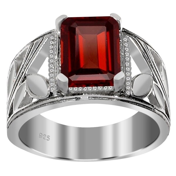 Shop Essence Jewelry 925 Sterling Silver 2.75 Carat Garnet Octagon Cut Ring - Free Shipping On ...