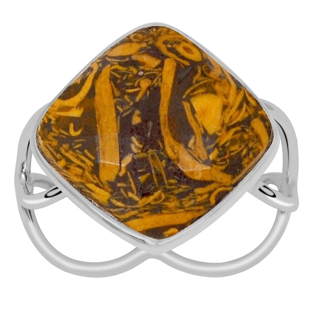Mariam Jasper Sterling Silver Cushion Anniversary Ring by Essence Jewelry