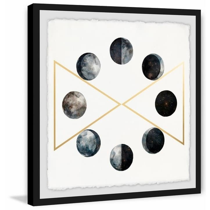 'Phases of the Moon IV' Framed Painting Print - Multi-Color