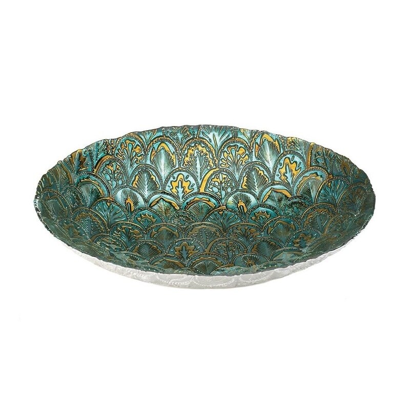 Shop Accent Plus Abstract Peacock Decorative Bowl In Metallic