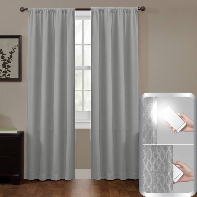 Maytex Smart Curtains Jamie 100 Percent Blackout Single Curtain Panel 50 x 84 - 50" w x 84" l - 50" w x 84" l - Grey
