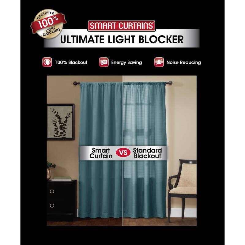 Maytex Smart Curtains Jamie 100 Percent Blackout Single Curtain Panel 50 x 84 - 50" w x 84" l - 50" w x 84" l