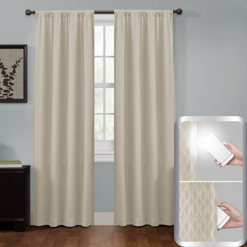 Maytex Smart Curtains Jamie 100 Percent Blackout Single Curtain Panel 50 x 84 - 50" w x 84" l - 50" w x 84" l - Stone