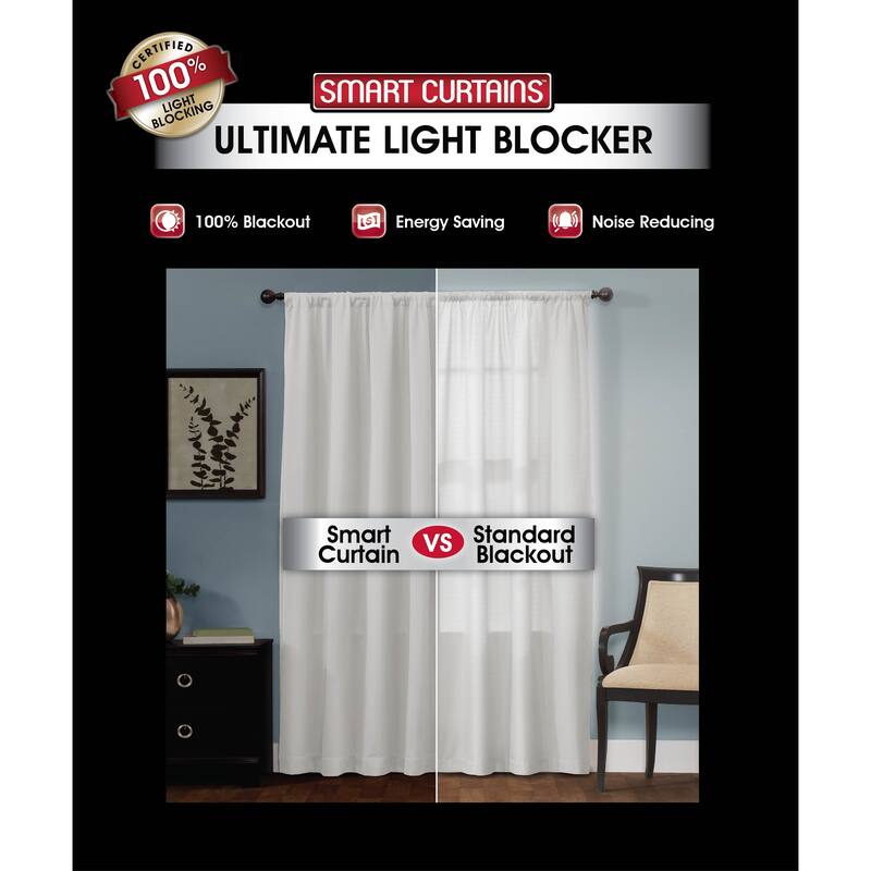 Maytex Smart Curtains Jamie 100 Percent Blackout Single Curtain Panel 50 x 84 - 50" w x 84" l - 50" w x 84" l