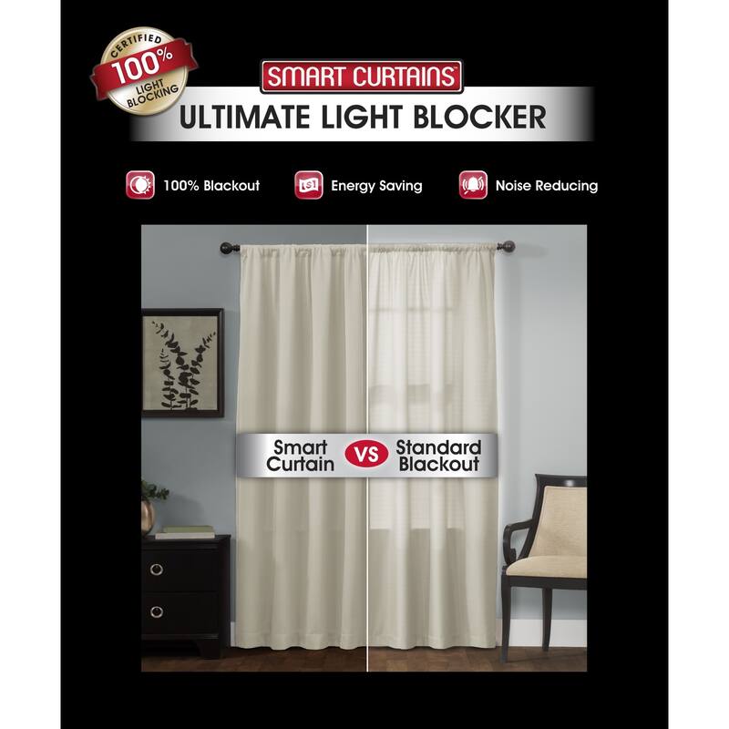 Maytex Smart Curtains Jamie 100 Percent Blackout Single Curtain Panel 50 x 84 - 50" w x 84" l - 50" w x 84" l