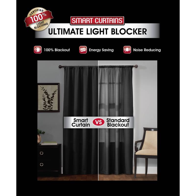 Maytex Smart Curtains Jamie 100 Percent Blackout Single Curtain Panel 50 x 84 - 50" w x 84" l - 50" w x 84" l