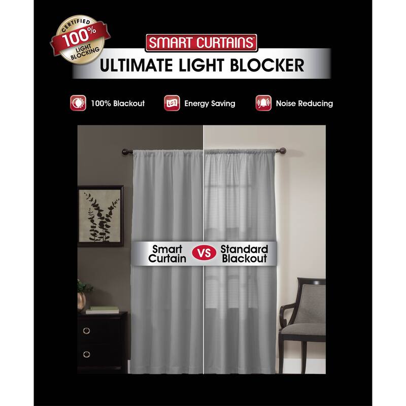 Maytex Smart Curtains Jamie 100 Percent Blackout Single Curtain Panel 50 x 84 - 50" w x 84" l - 50" w x 84" l