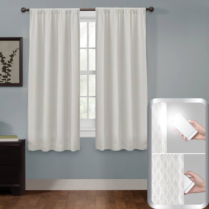 Maytex Smart Curtains Jamie 100 Percent Blackout Single Curtain Panel - 50" w x 63" l - 50" w x 63" l - Linen