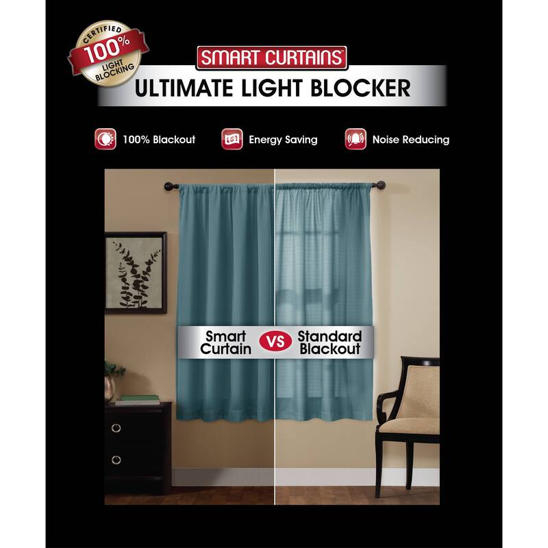 Maytex Smart Curtains Jamie 100 Percent Blackout Single Curtain Panel - 50" w x 63" l - 50" w x 63" l