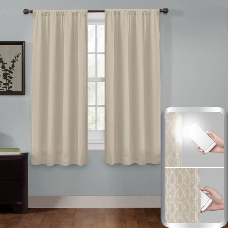 Maytex Smart Curtains Jamie 100 Percent Blackout Single Curtain Panel - 50" w x 63" l - 50" w x 63" l - Stone
