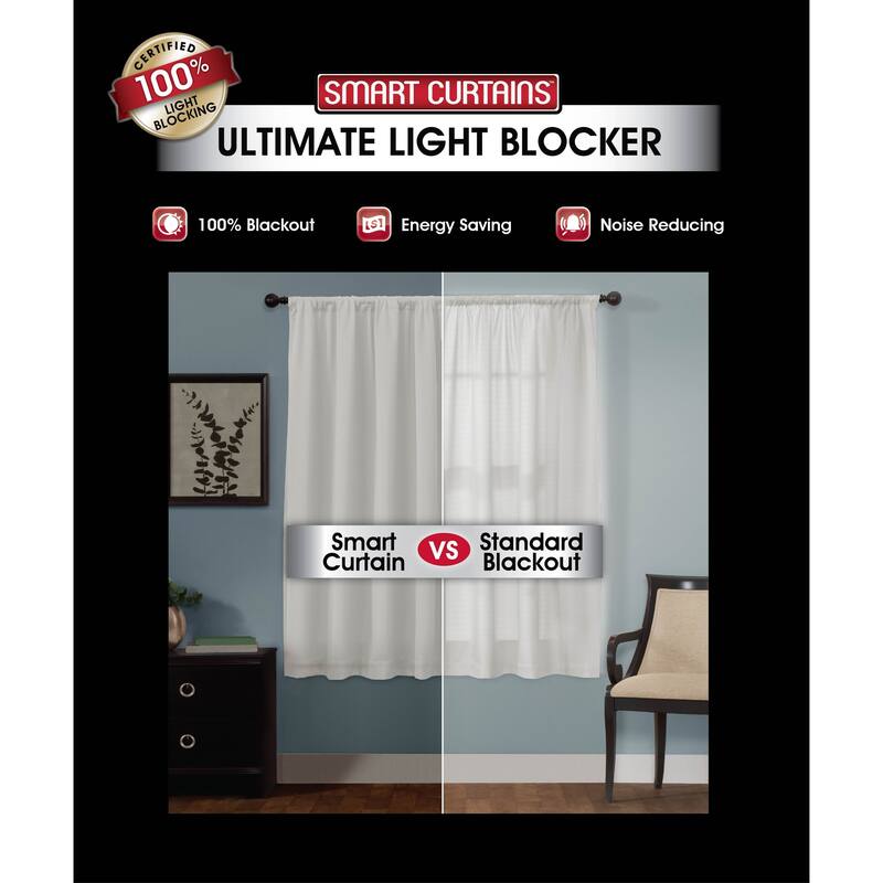 Maytex Smart Curtains Jamie 100 Percent Blackout Single Curtain Panel - 50" w x 63" l - 50" w x 63" l
