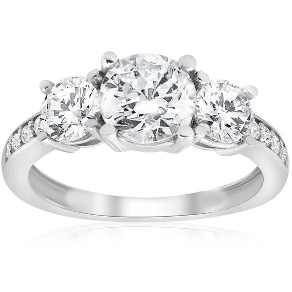 2.90Ct White Radiant Cut Halo Diamond Engagement Ring in Solid 14k White Gold