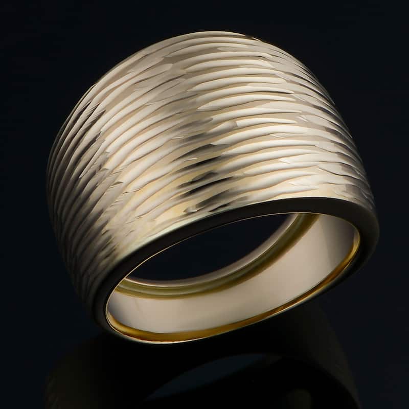 14k Yellow Gold Diamond Cut Cigar Band Ring