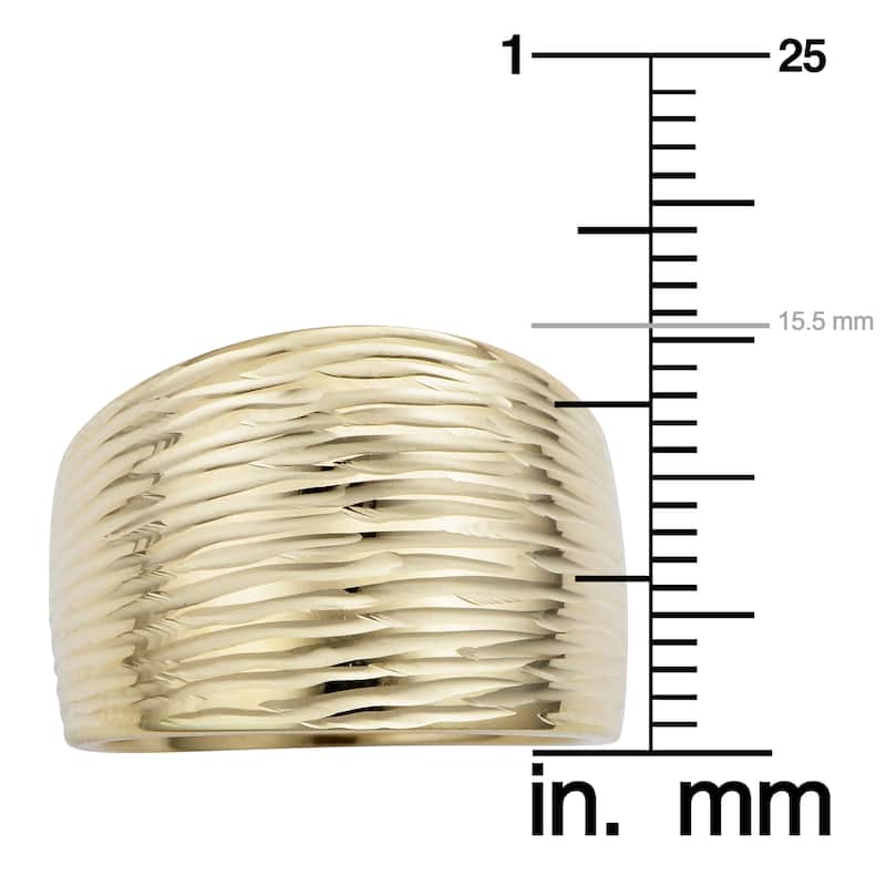 14k Yellow Gold Diamond Cut Cigar Band Ring