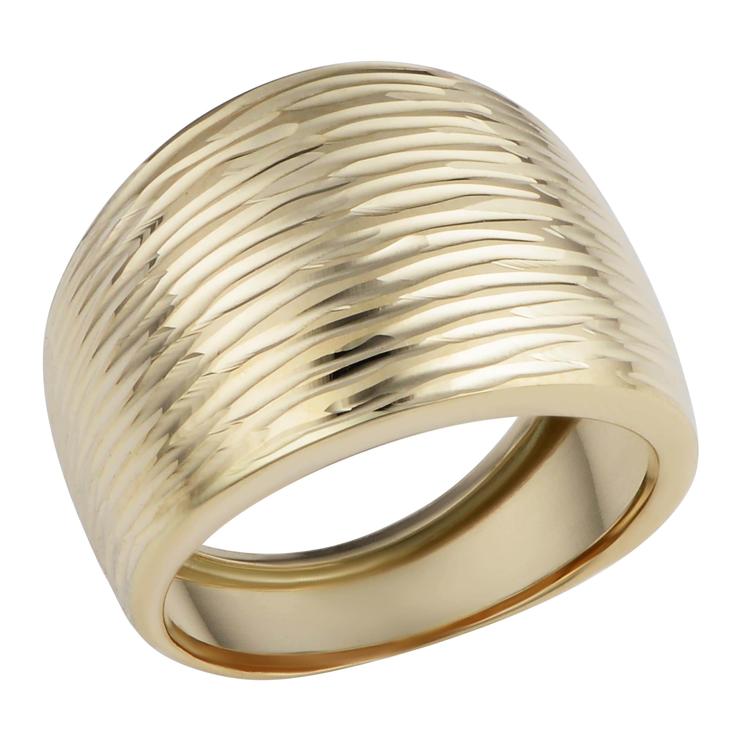 Au Naturale 14k Yellow Gold Diamond Cut Cigar Band Ring