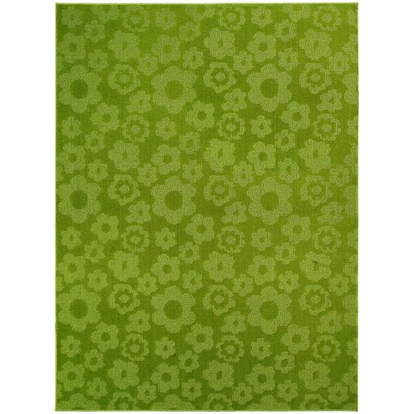 Flowers Lime Green Living Room Area Rug