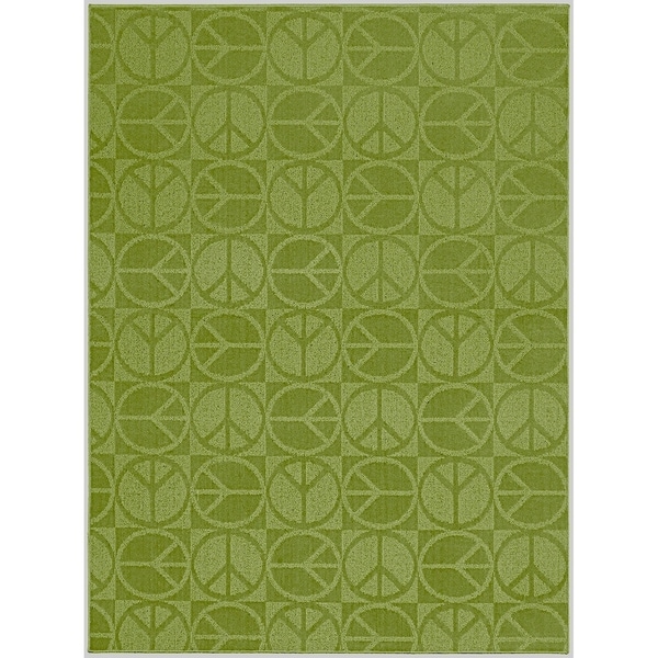Large Peace Lime Green Living Room Area Rug