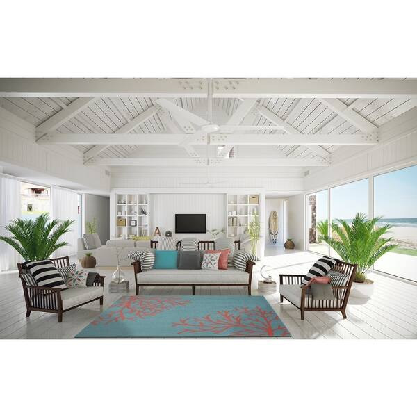 Shop Sea Coral Teal Santa Fe Coral Living Room Area Rug Overstock 25692377