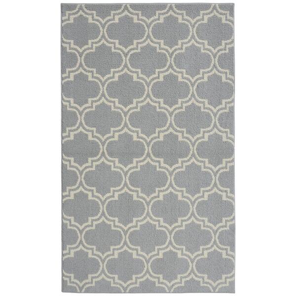 Garland Silhouette 8 x 10 Silver/Ivory Indoor Trellis Area Rug