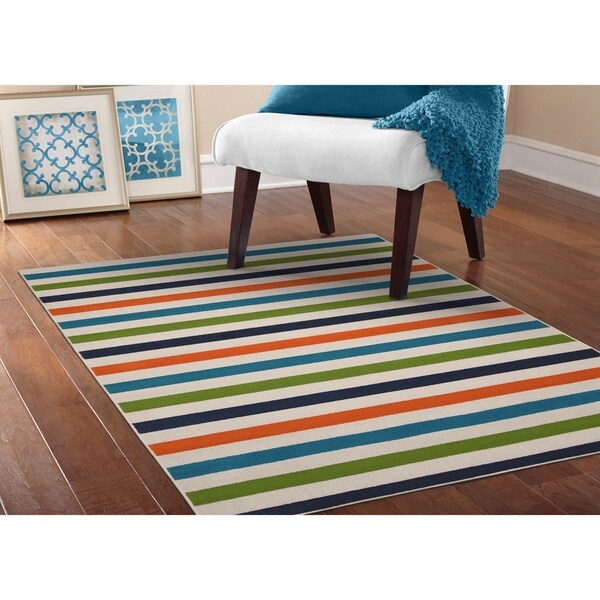 Summer Stripe Multi Color Living Room Area Rug