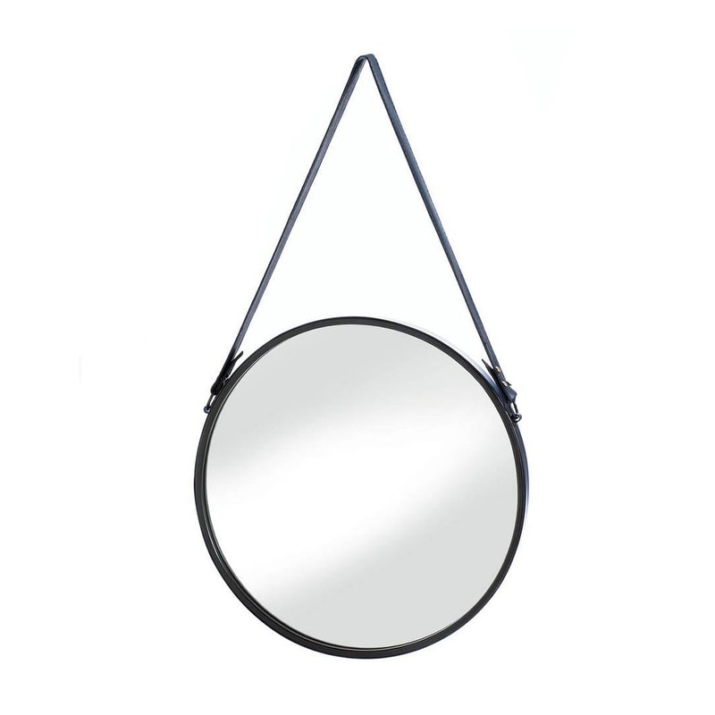 Accent Plus Mid Century Modern Style Hanging Mirror With Faux Leather Strap Accent Plus Mid Century Modern Style Hanging Mirror With Faux Leather Strap