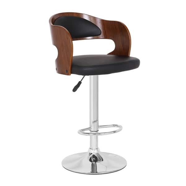 Vonnie Modern Adjustable Barstool in Chrome with Black Faux Leather and ...