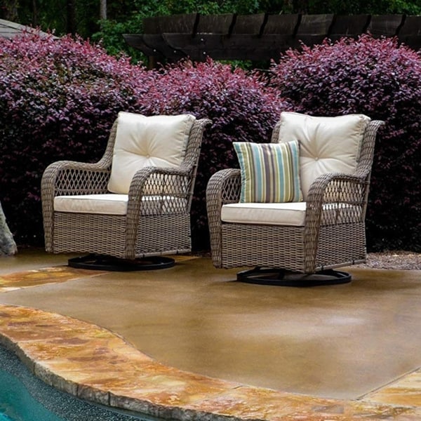 Shop Biloxi Outdoor Espresso Resin Wicker 3-Piece Swivel Glider Set