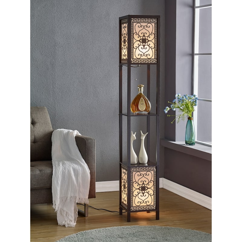 Copper Grove Arans Infinity Heart Shelf 64-inch Espresso Floor Lamp