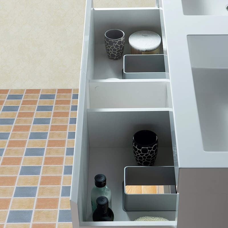 Vanity Art 48-Inch Double Sink Floor-Standing Wall Mounted Bathroom Vanity Set White Stone Top Glossy Finish