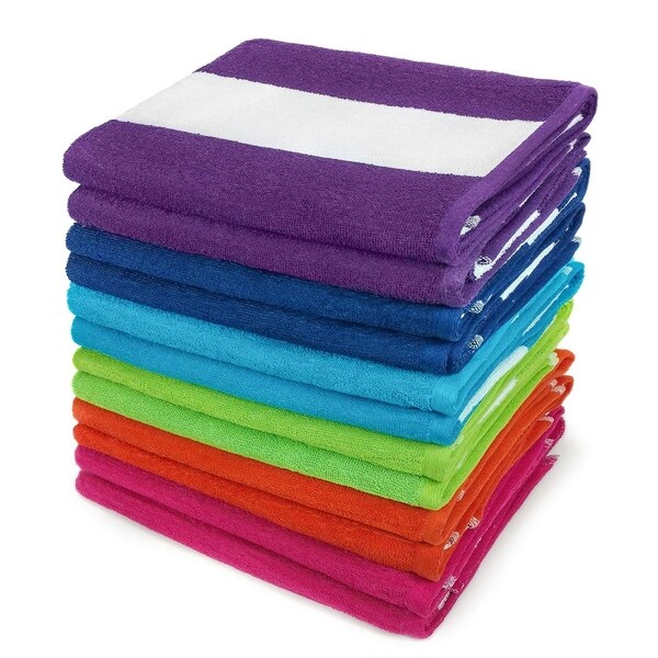 KAUFMAN - Cabana Terry Loop Beach & Pool Towel 12-Pack - 30in x 60in