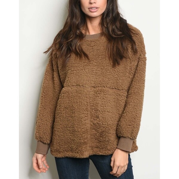 Loose Fit Teddy Bear Pullover Sweater 
