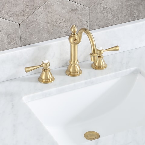 Satin Brass High Arc Lavatory Faucet with Torch Lever Handles