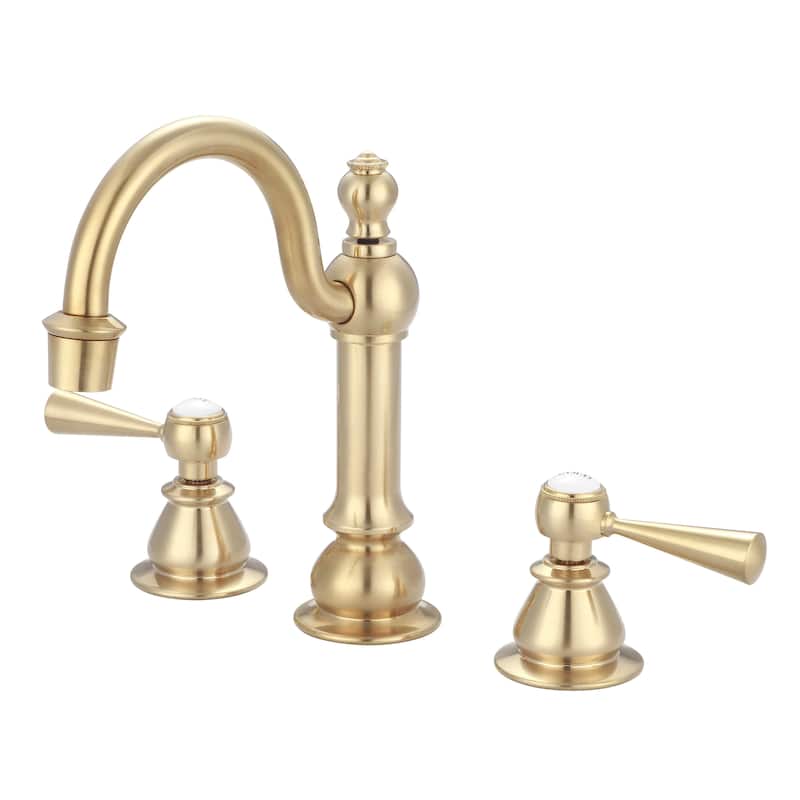 Satin Brass High Arc Lavatory Faucet with Torch Lever Handles