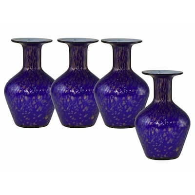 Springdale 8"H Speckle Purple 4-Piece Art Glass Vase Set