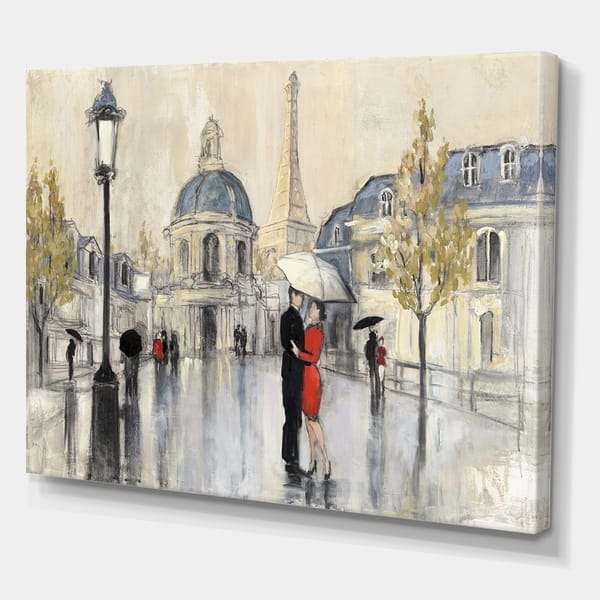 Shop Designart Love In Paris I Romantic French Country Gallery Wrapped Canvas Multi Color Overstock 25705425