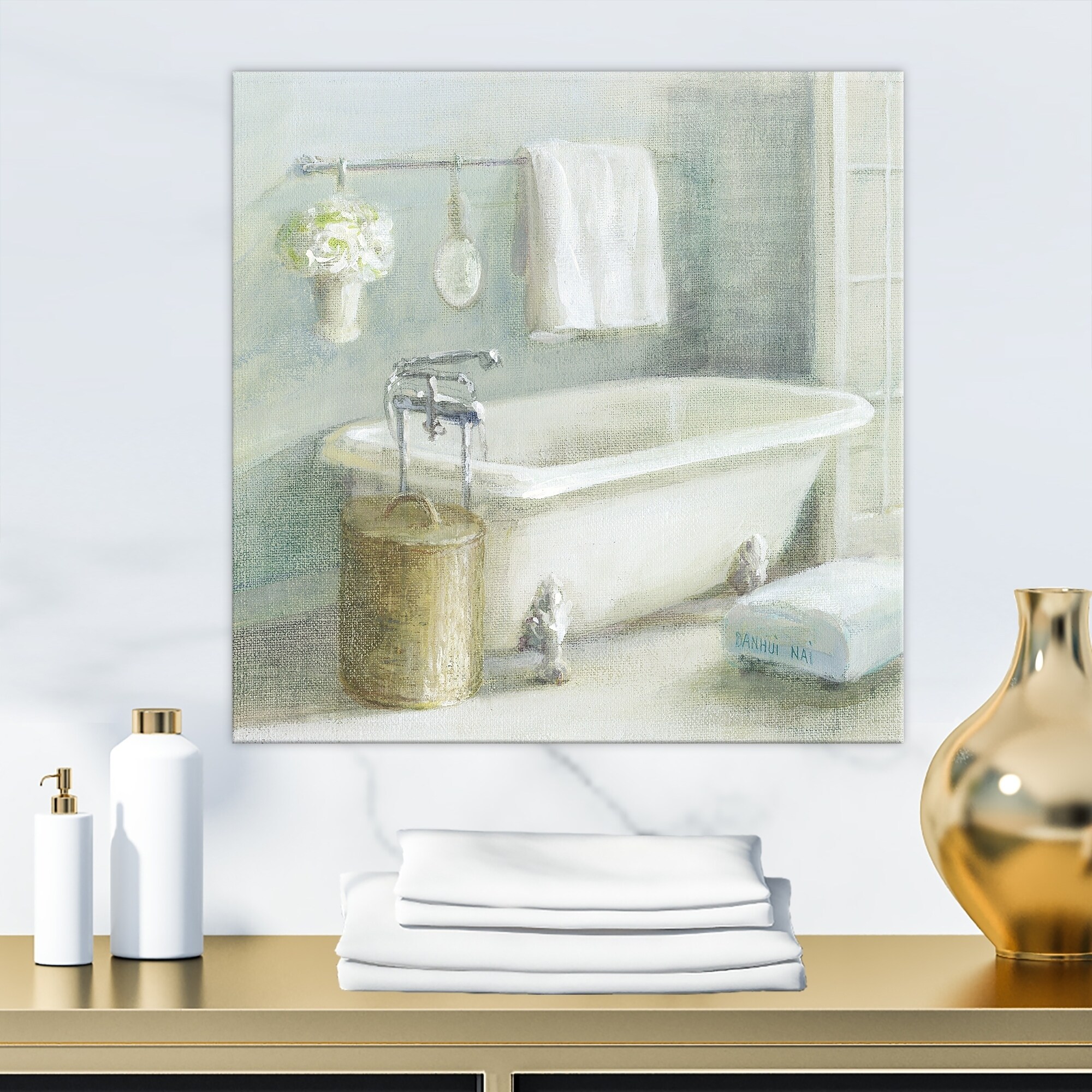 Designart Pastel Bath I Bathroom Premium Canvas Wall Art Bathroom Premium Canvas Wall Art