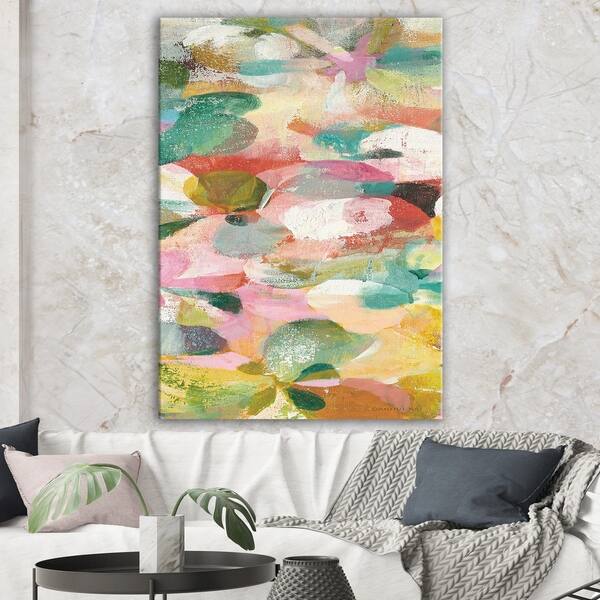 Shop Designart Abstract Pastel Flower Painting With Pink And Blue