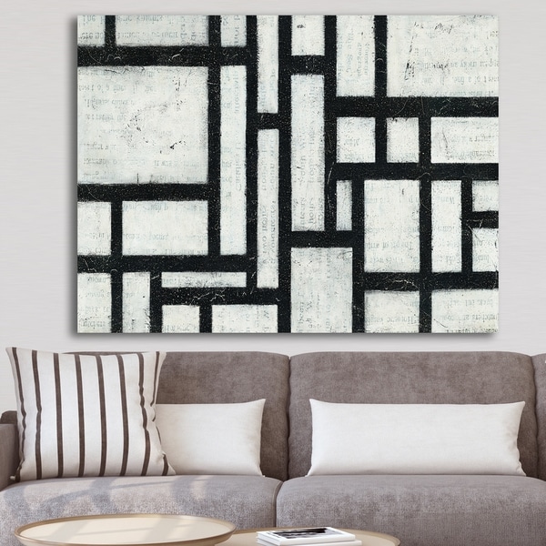 Shop Designart 'Black and White Labyrinth geometric' Mid-Century Modern ...