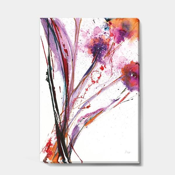 Shop Designart Abstract Purple Flowers Traditional Canvas